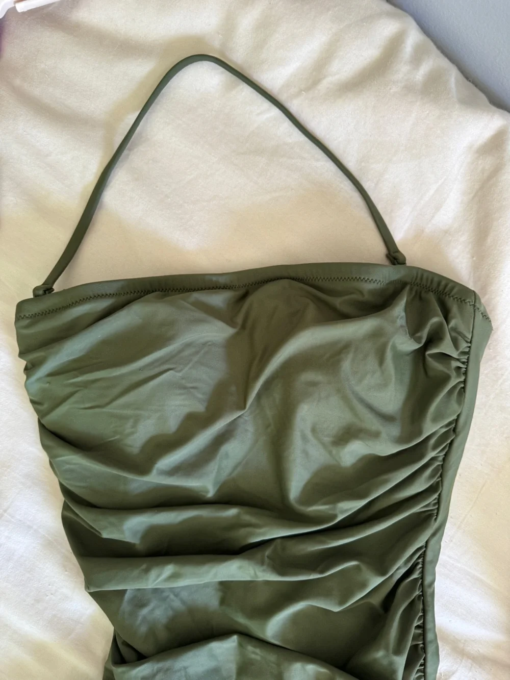 J.Crew Olive Green Ruched One-Piece Swimsuit - Picture 5 of 5